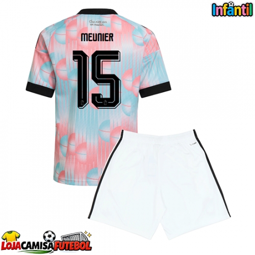 Camisa de Futebol Bélgica Thomas Meunier #15 Equipamento Secundário Infantil Mundo 2026 Manga Curta (+ Calças curtas)